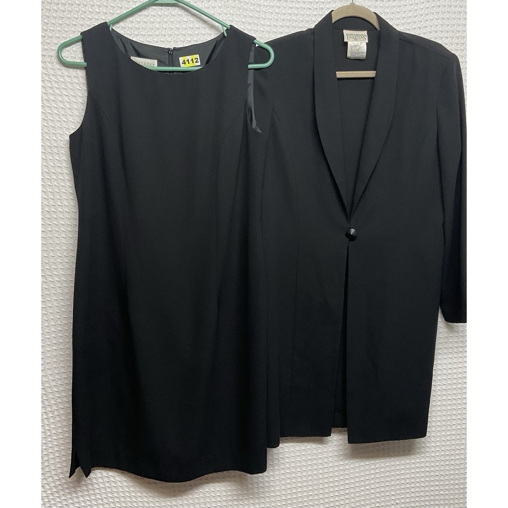 Vtg Northern Traditions Women's Black 2 Piece Jacket Dress‎ Set Size 10 Y2K